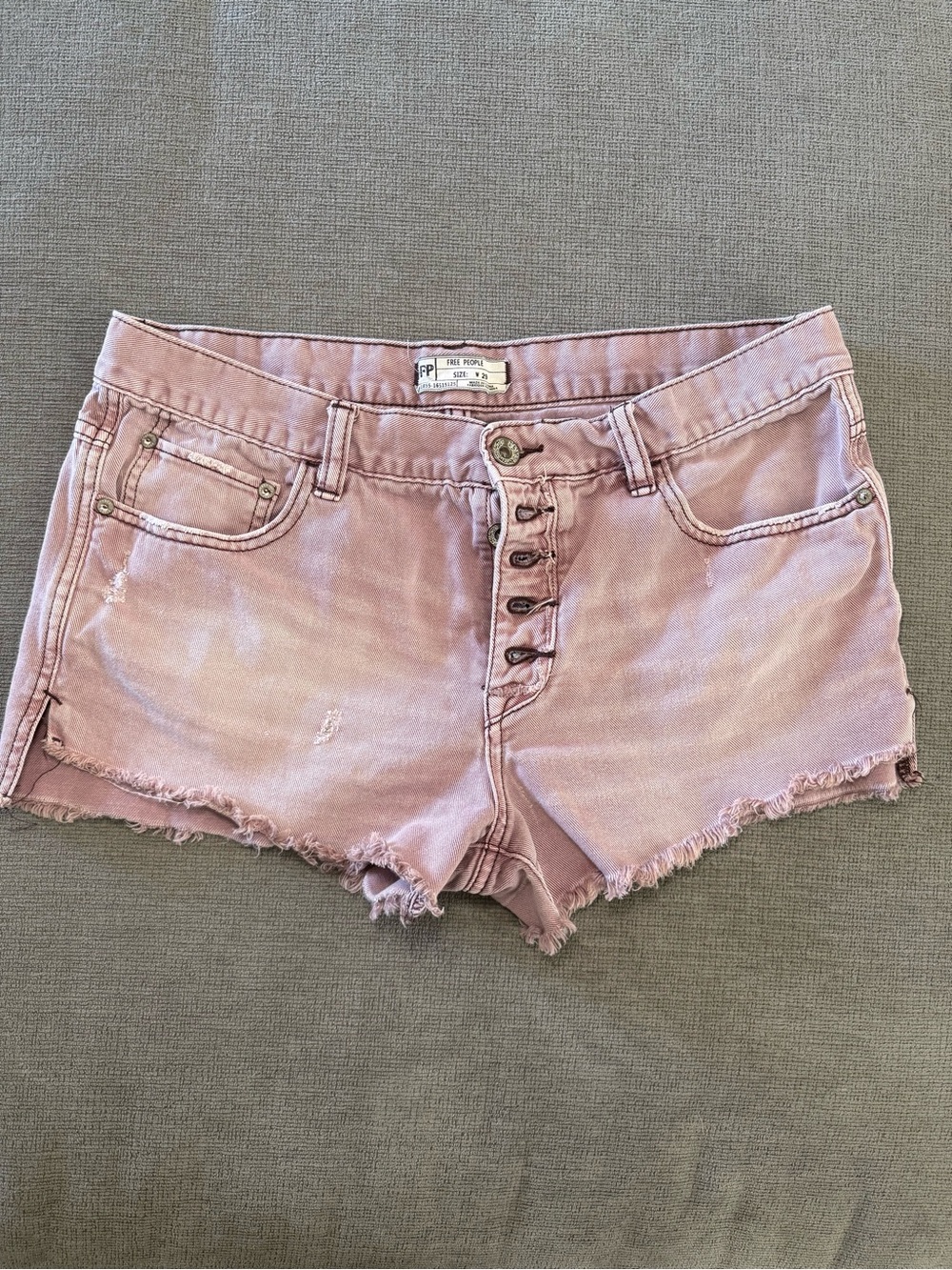 Free People Faded Pink Frayed Hem Denim Shorts